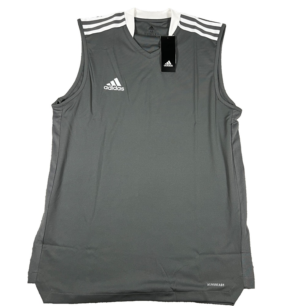Adidas Mens Size M Gray Primegreen Aeroready‎ Sleeveless Performance Jersey NWT